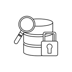 data base server security magnifier search hosting system vector illustration