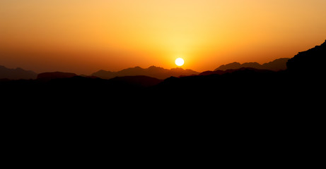 in   desert the sunrise panoramic scene and light