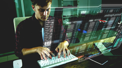 A programer hacker trying to breached the computer security by using algorithm source code to...
