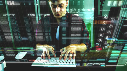 A programer hacker trying to breached the computer security by using algorithm source code to...