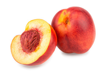 Nectarine fruit isolated on white background macro