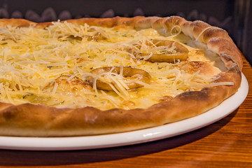 Very tasty pizza in a cafe restaurant
