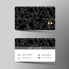  Modern business card template design. With inspiration from the abstract. Contact card for company. Two sided black and white . Vector illustration. 