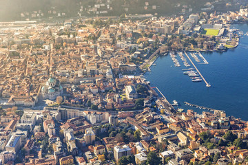 Fototapeta premium Aerial view of City of Como on Lake Como, Italy