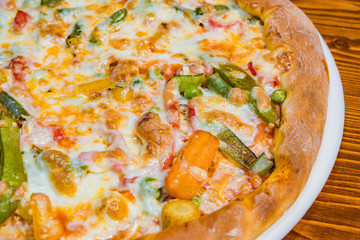Very tasty pizza in a cafe restaurant