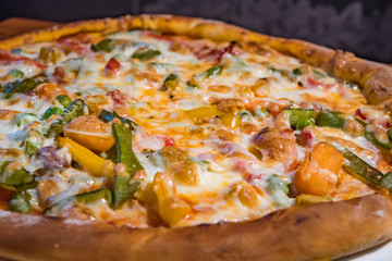 Very tasty pizza in a cafe restaurant