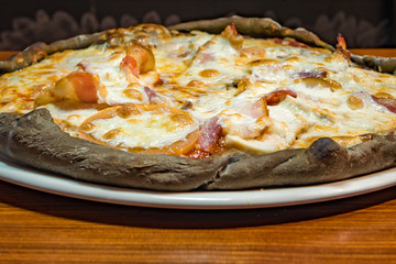 Very tasty pizza in a cafe restaurant