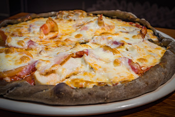 Very tasty pizza in a cafe restaurant