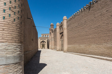 Street of the ancient town of Khiva (Itchan Kala), an UNESCO World Heritage Site, Uzbekistan