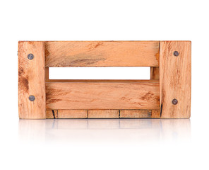 Wooden box isolated on white background.