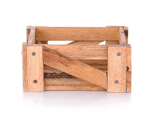 Wooden box isolated on white background.