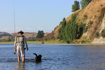 River Fishing with Dog