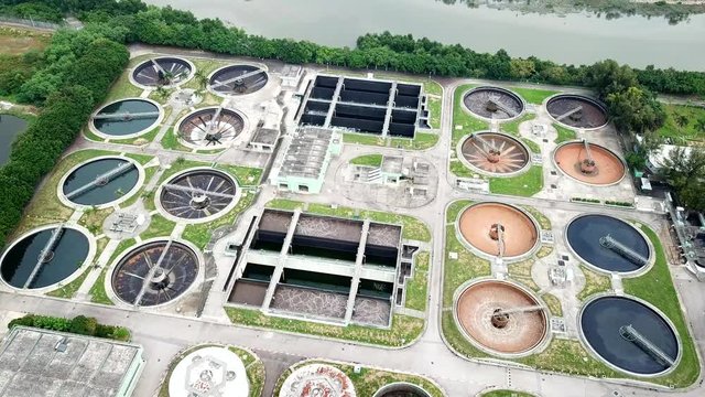 Top view of Sewage treatment plant