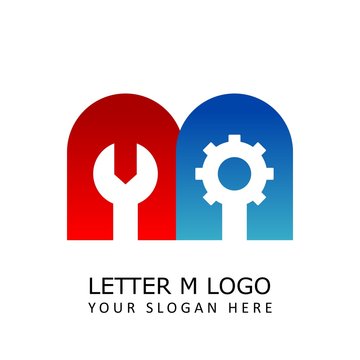 letter m gear workshop motor logo