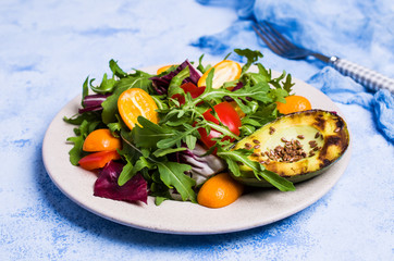 Raw arugula with vegetables