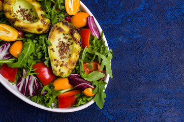 Raw arugula with vegetables