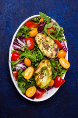 Raw arugula with vegetables