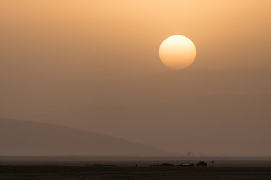 Sunset in the Mongolian Steppe