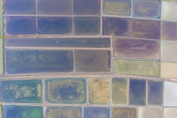 Aerial view of salts farm in Thailand