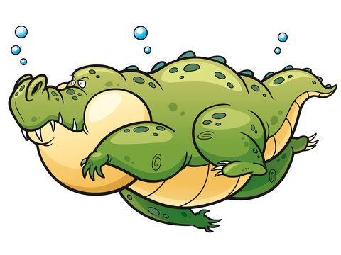 Vector illustration of Cartoon crocodile swim