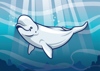 Naklejka premium Beluga Whale in the ocean