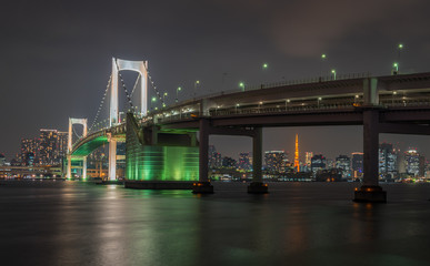 Fototapeta na wymiar view of Tokyo Bay , Rainbow bridge and Tokyo Tower .