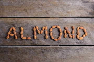 Peeled almonds closeup. For vegetarians.