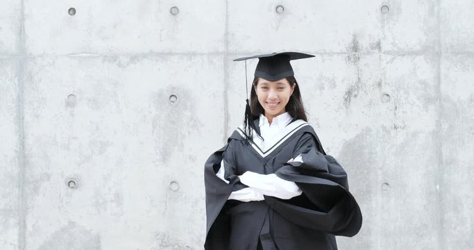 Confident asian woman get graduation