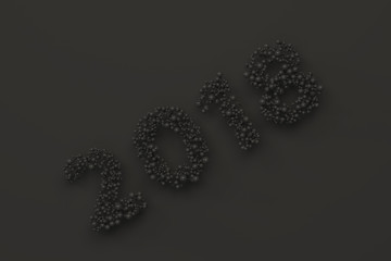 2018 number from black balls on black background