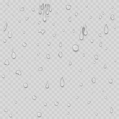 Realistic water drops liquid transparent raindrop splash background vector illustration