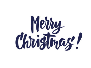 Merry Christmas text. Holiday greetings quote isolated on white. Great for Christmas and New year cards, gift tags and labels.