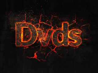 Dvds Fire text flame burning hot lava explosion background.