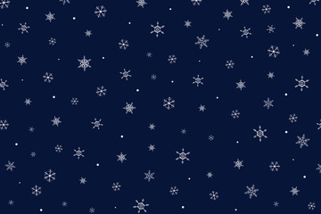 Fototapeta na wymiar Christmas card snowflakes. Falling white snow on background vector illustration. Merry Christmas, Happy New Year design