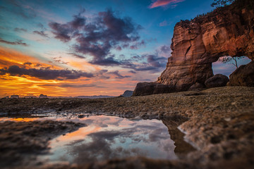 Beautiful Sunset with cloudy and burning sky.