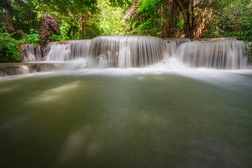 Fototapeta na wymiar Waterfall hua mae kamin in tropical forest at Erawan national park Kanchanaburi province, Thailand