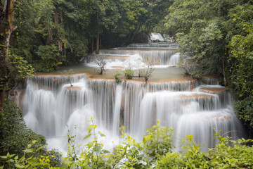 Waterfall hua mae kamin in tropical forest at Erawan national park Kanchanaburi province, Thailand