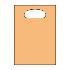 paper bag icon with handle in colorful silhouette with thin black contour
