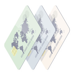 Realistic credit card with world map. Payment on the website. Finance symbol. Trendy style for graphic design, site and mobile app.