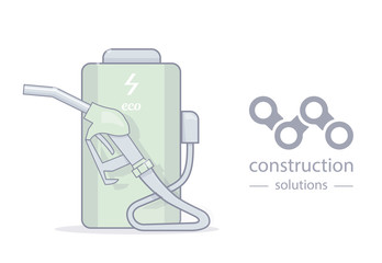 Alternative energy and creative logo. Refueling from the battery.