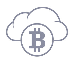 Bitcoin in cloud.  Sync and storage. Line style.