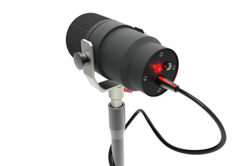 3d render of studio microphone isolated on white background