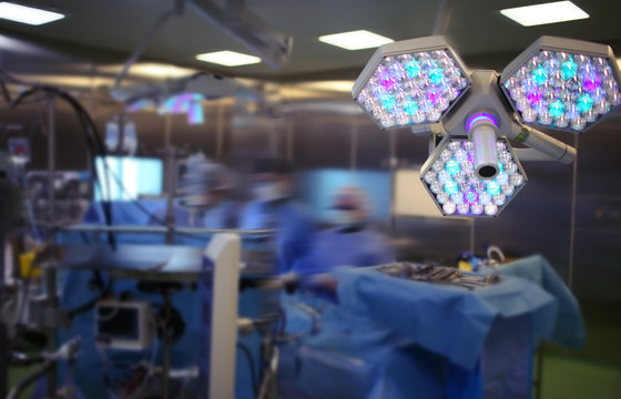 Surgical work in the operating theatre of modern hospital