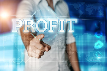 Businessman clicks on a virtual screen and selects 