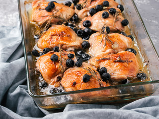 Corsican chicken thighs with rosemary and black olives