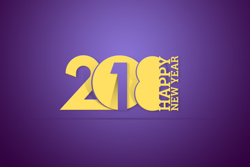Happy New Year 2018 text design background. Greeting card or poster template flyer or invitation design. New Year's holidays.