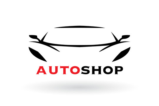 Automotive dealer concept logo design with sports car vehicle silhouette. Vector illustration
