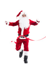 Happy traditional Santa Claus isolated on background.