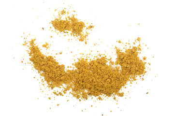 curry powder isolated on white background. Top view