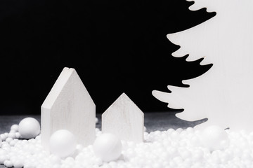 White wooden decorative Christmas tree background,