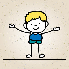 hand drawing abstract happy cute kid
